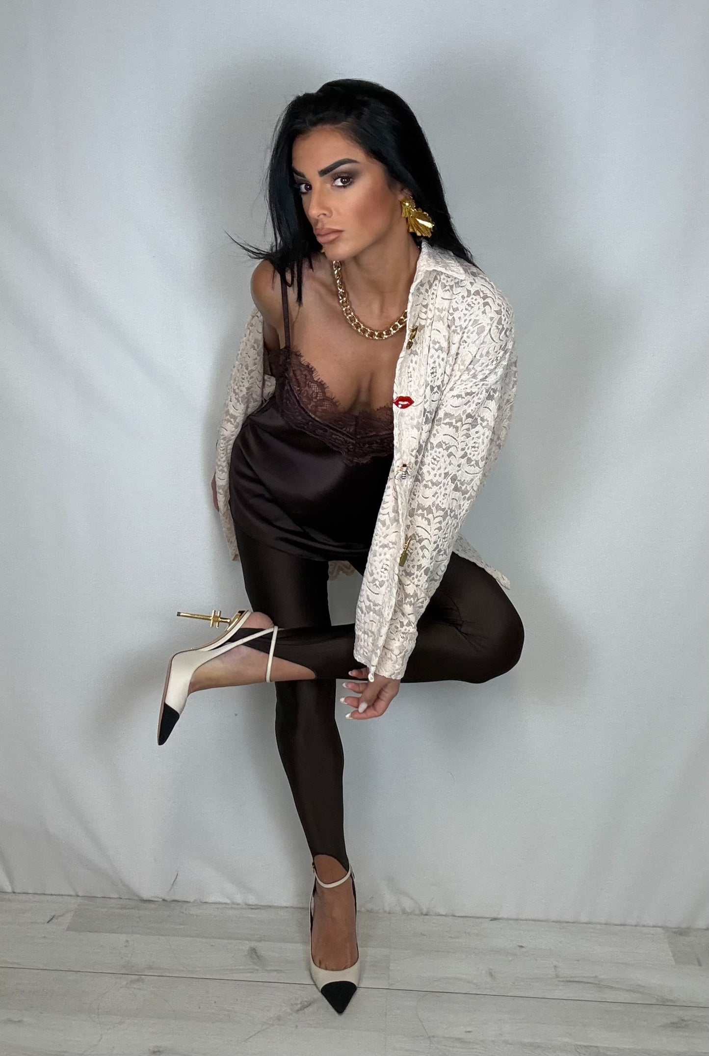 Leggins con staffa marrone