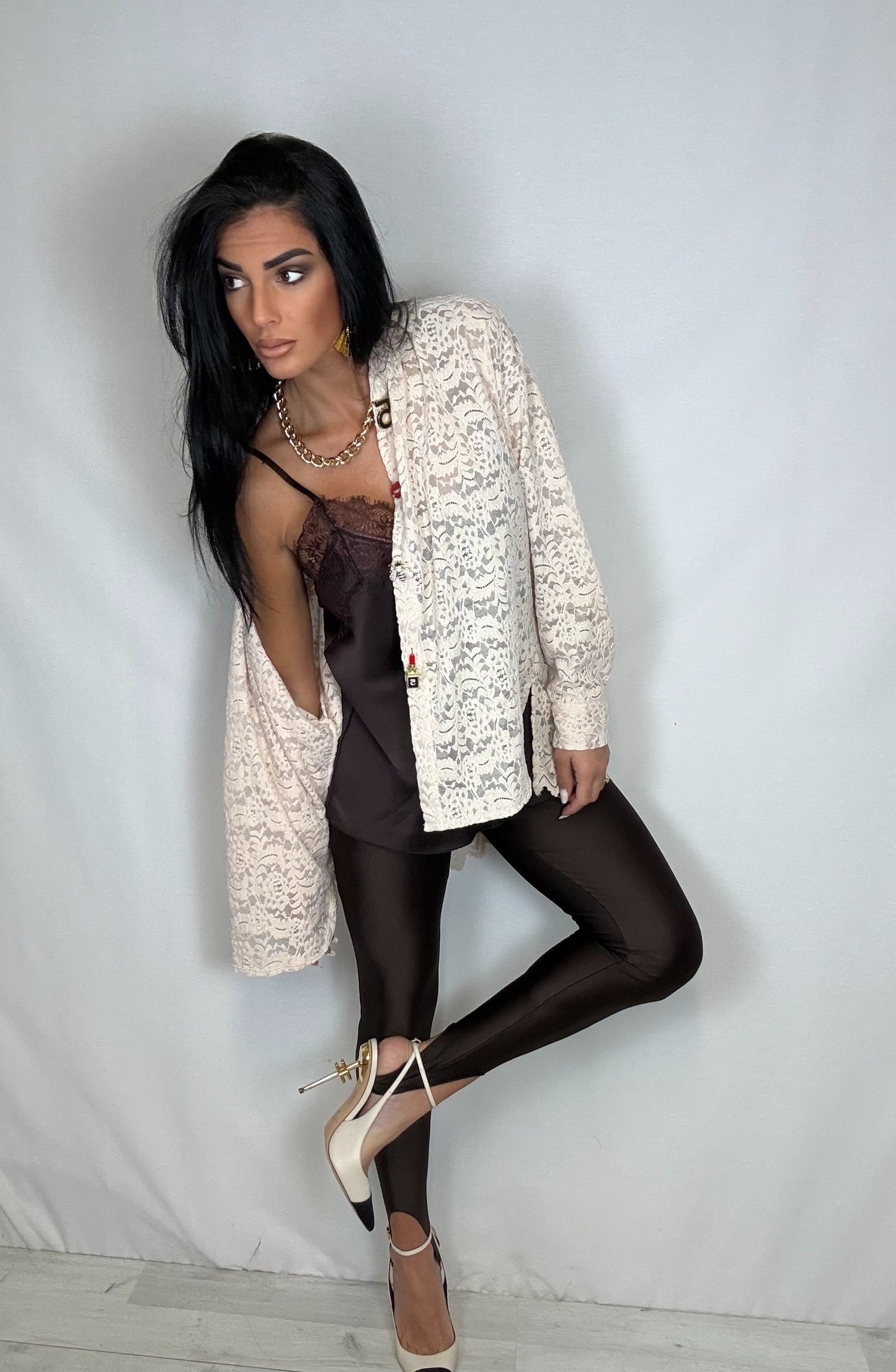 Leggins con staffa marrone