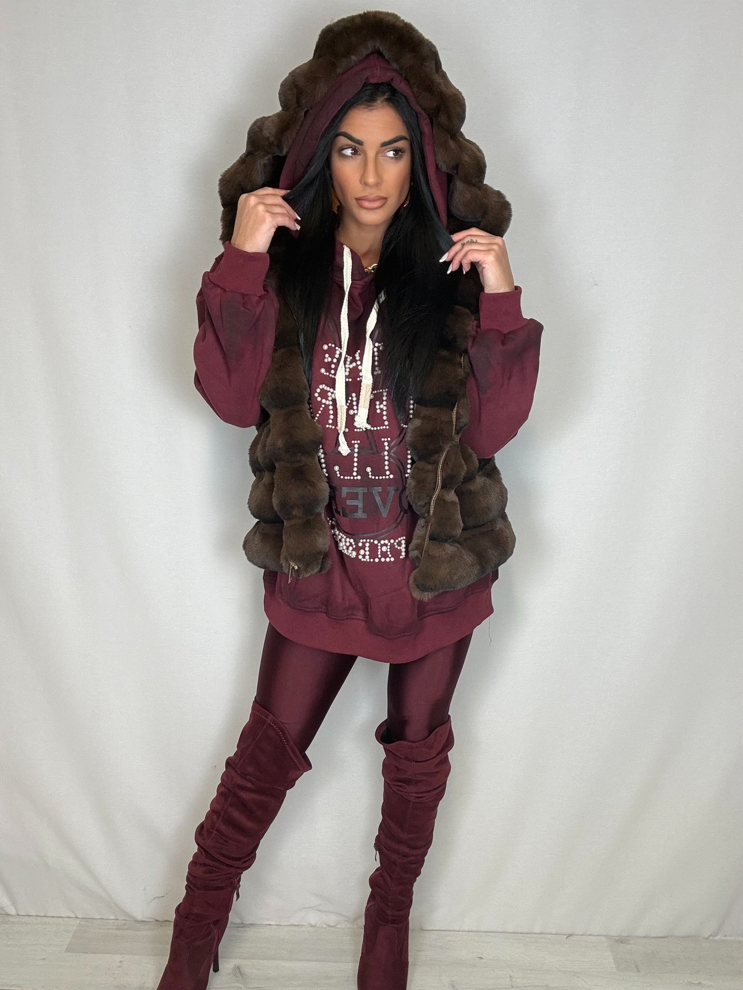 Eco-pelliccia gilet marrone