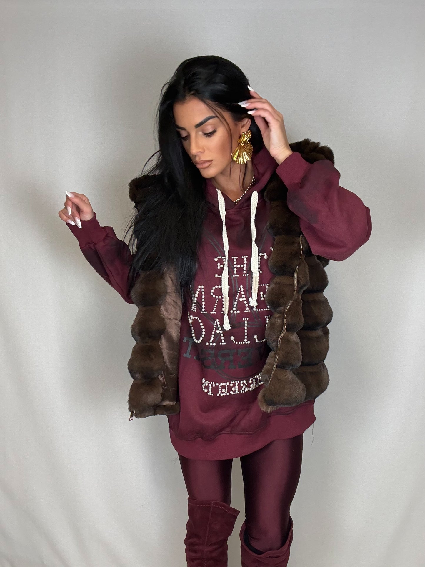 Eco-pelliccia gilet marrone