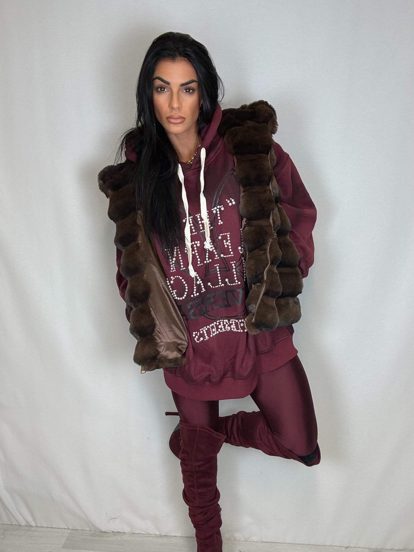 Eco-pelliccia gilet marrone